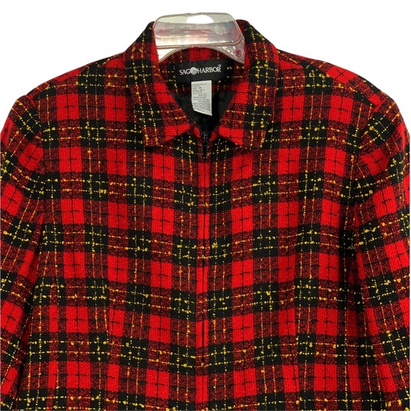 Zipper Front Plaid Tweed Blazer by Sag Harbor - Picture 2 of 15